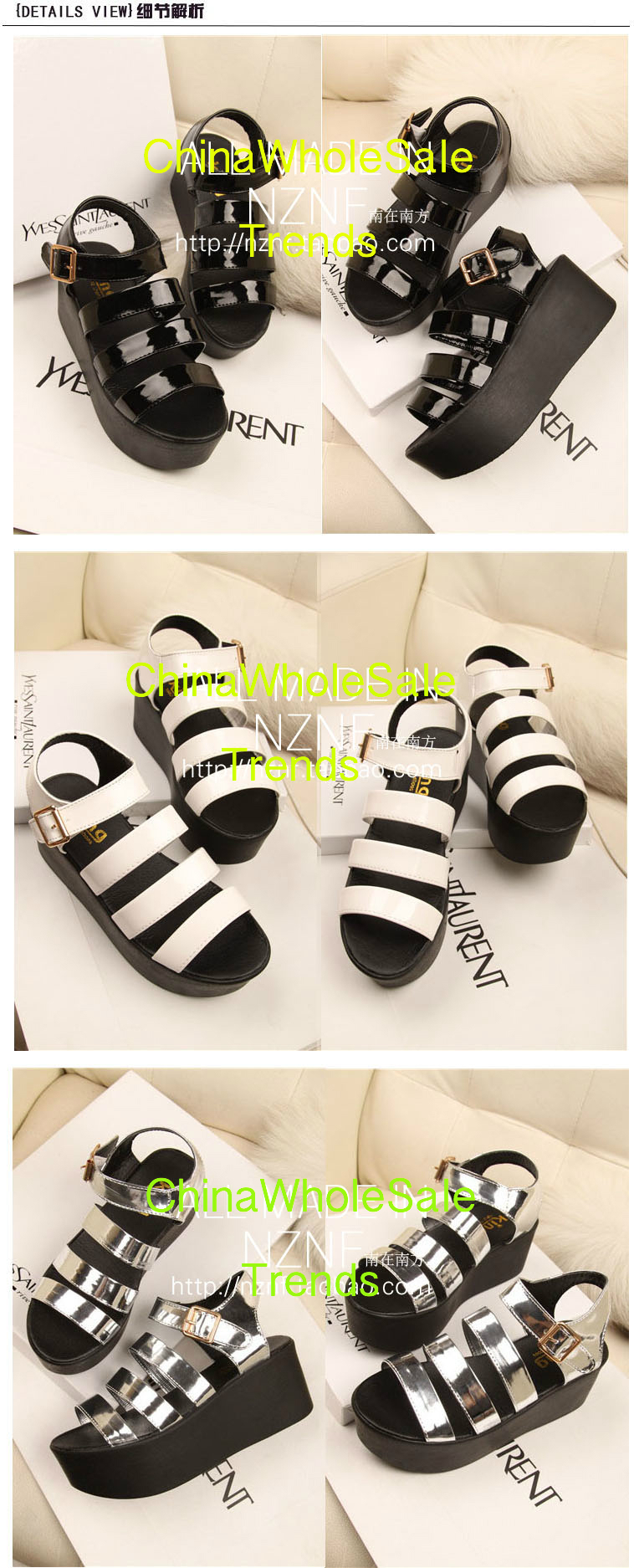 Strappy Sandals Black White and Silver